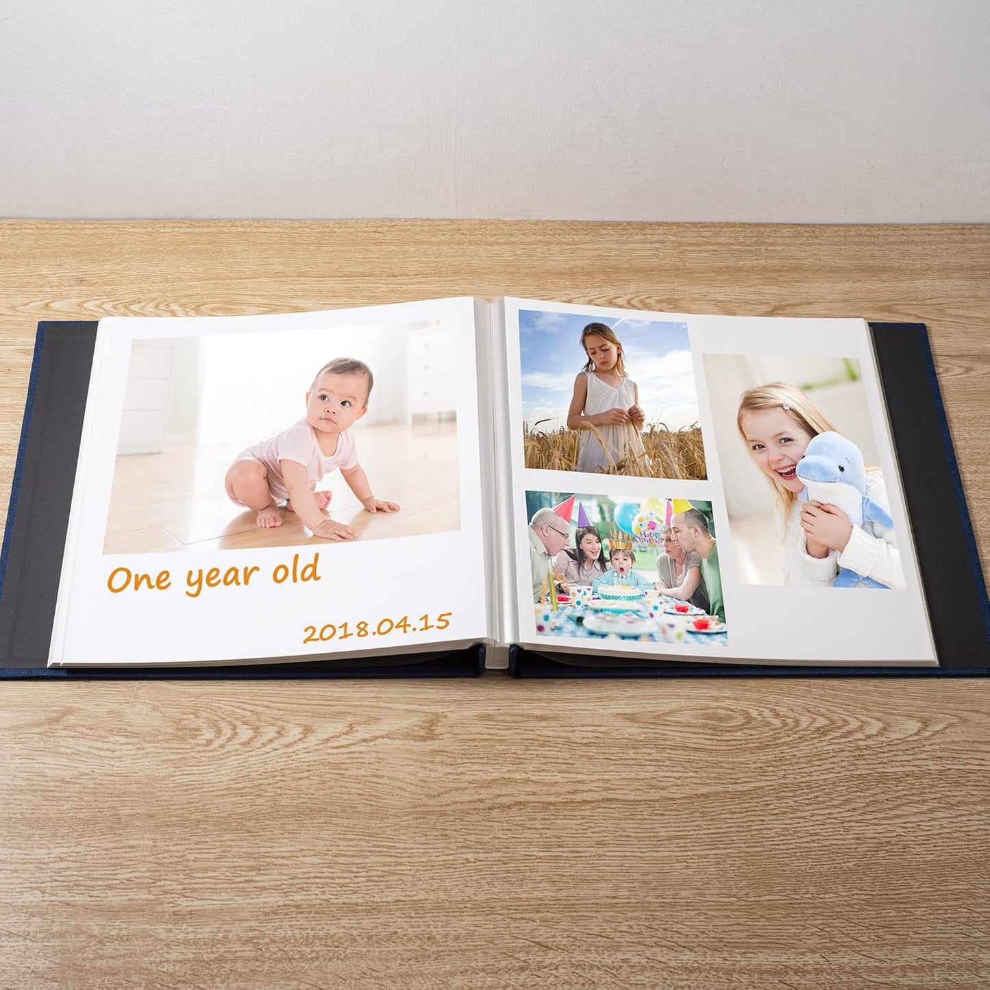 Large Photo Album Self Adhesive Scrapbook Album for 4×6 5×7 8×10 Pictures DIY Magnetic Linen Cover Album 60 Pages for Family Wedding Gifts with Metal Pen and Plastic Board