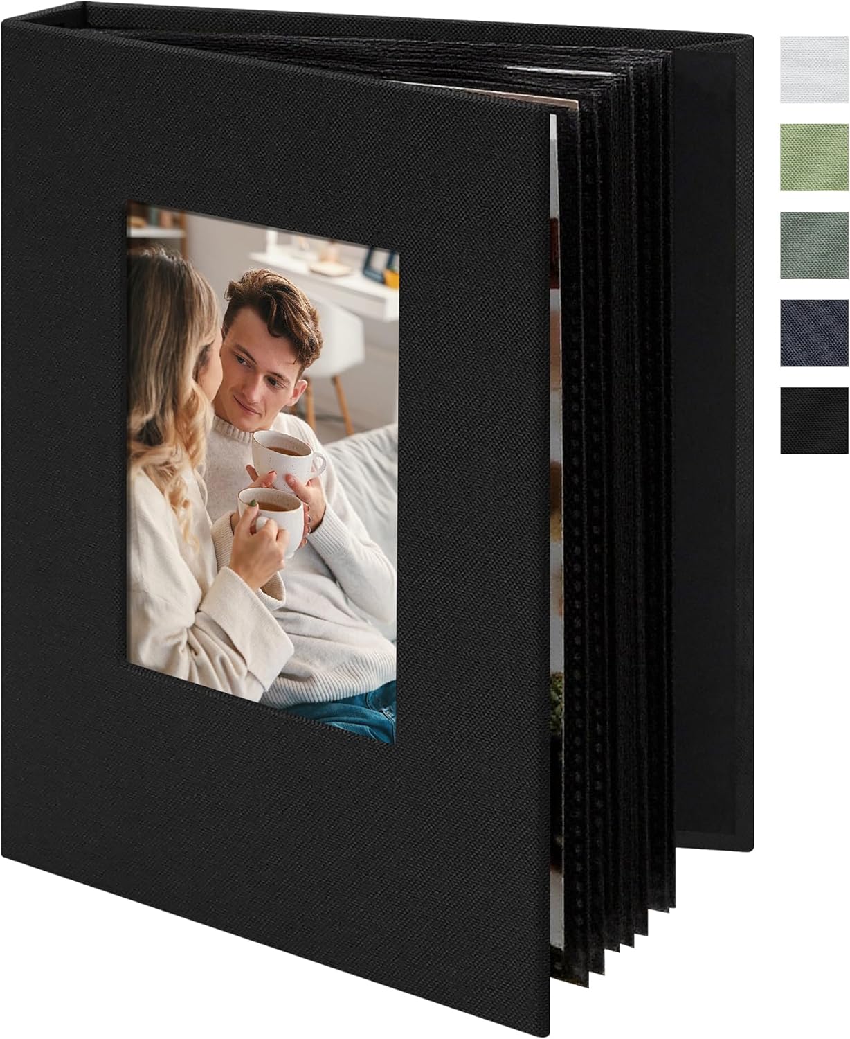 24 Pockets Photo Album 4x6 Pictrues Linen Cover Memory Book Black