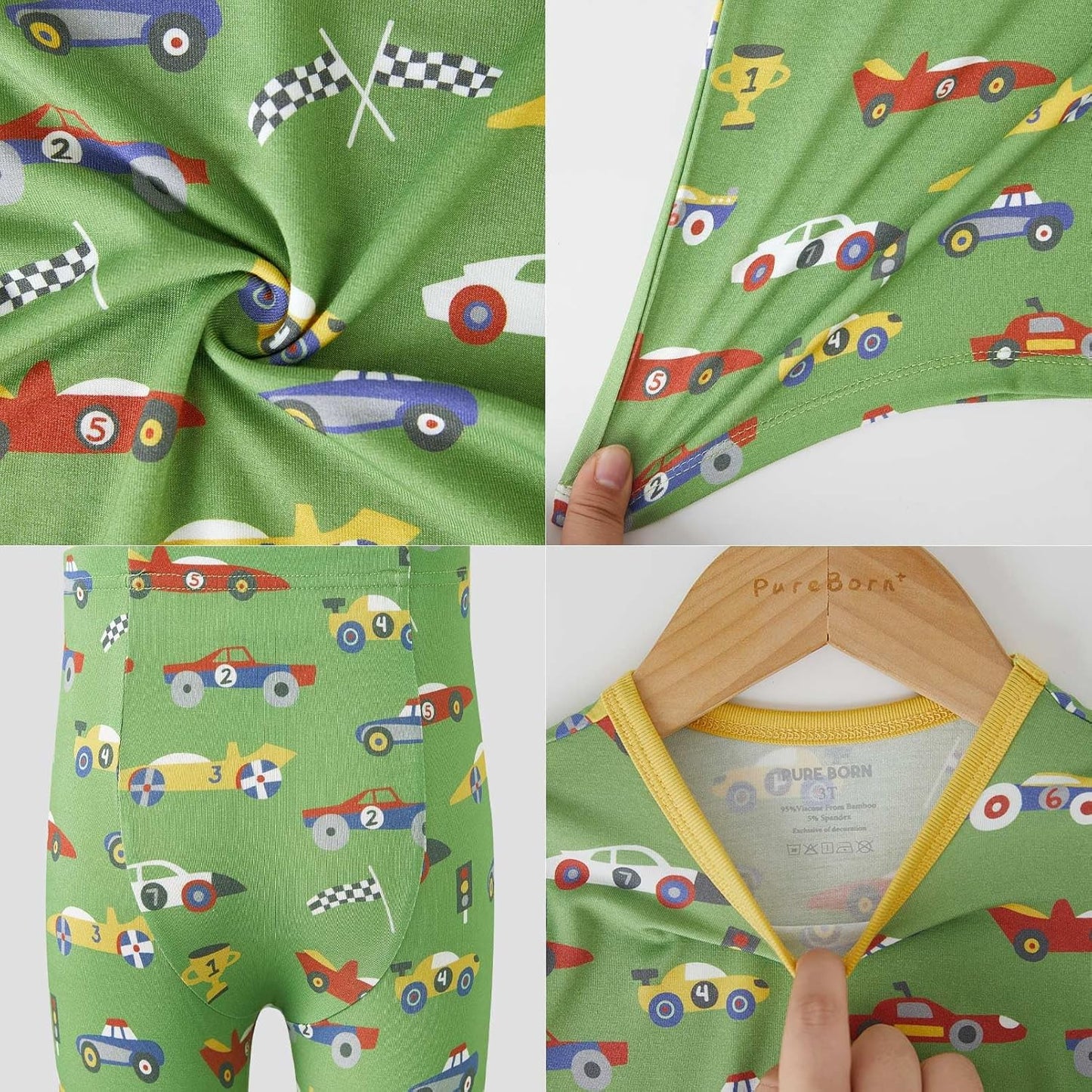 pureborn Baby Viscose From Bamboo Pajamas Set Pjs - Kids Toddler Girl Snug Fit Viscose Sleepwear 2pcs 18M-8Y