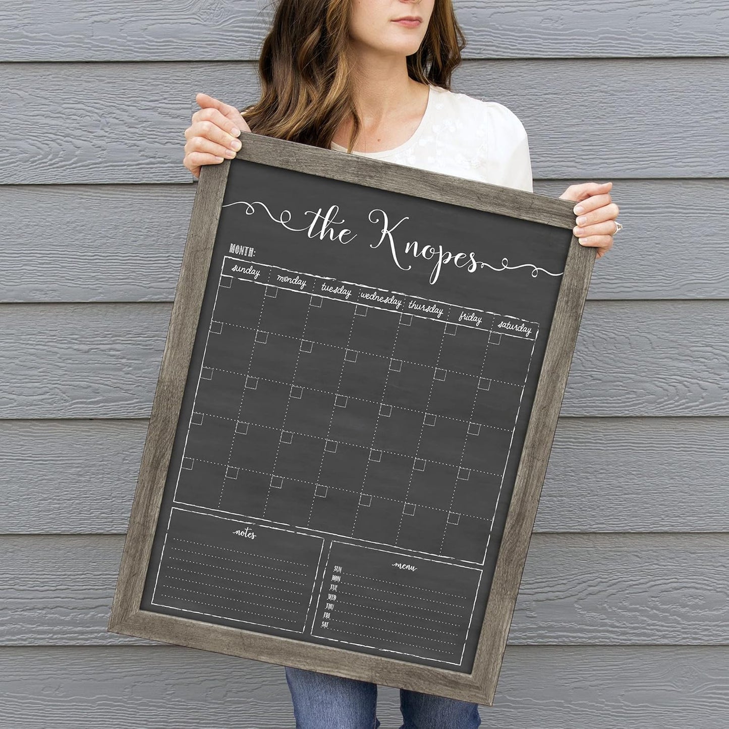 Personalized Dry Erase Framed Calendar – Customizable Chalkboard Style Wall Calendar – 18x24 or 24x36 – Non-Glare, Ready to hang dry erase calendar for wall, Made in the USA