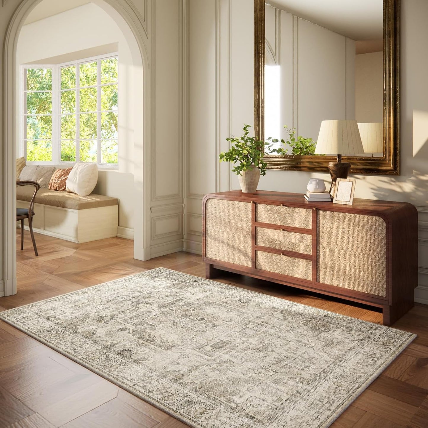 Machine Washable Throw Rugs for Entryway: Door Mat Indoor Entrance 3x5 Small Rug Stain Resistant Non-Slip Low Pile Soft Carpet for Kitchen Front Door Indoor Entry Bathroom Bedroom