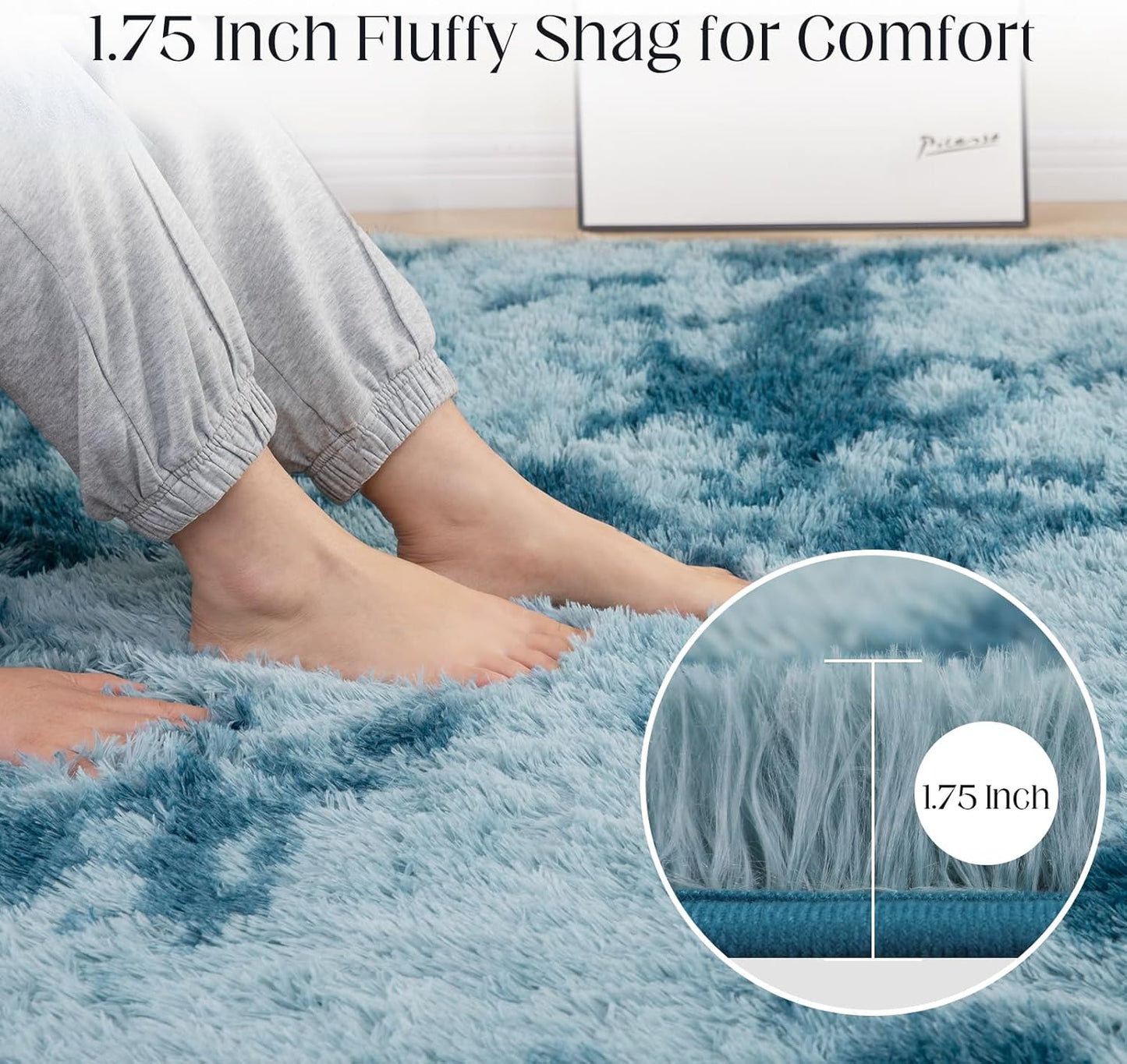 Luxury 3x5 Area Rug, Ultra Soft Rugs for Living Room, Plush Carpet Rugs for Bedroom, Non-Slip Indoor Rug for Nursery, Study Room, Playroom, Home Decor, Tie-Dyed Blue