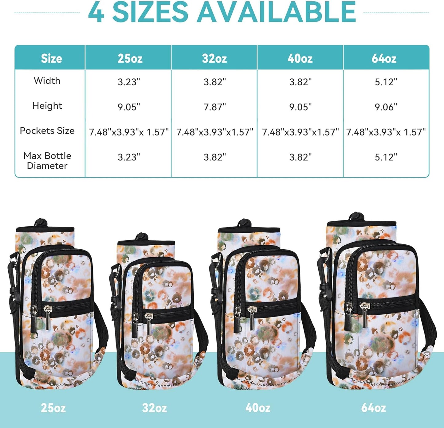 AUPET Water Bottle Sling Bag Sleeve Holder Carrier 25/32/40/64 oz,Insulated Crossbody Water Bottle Case Cover with Strap and Pockets for Men/Women Walking Hiking