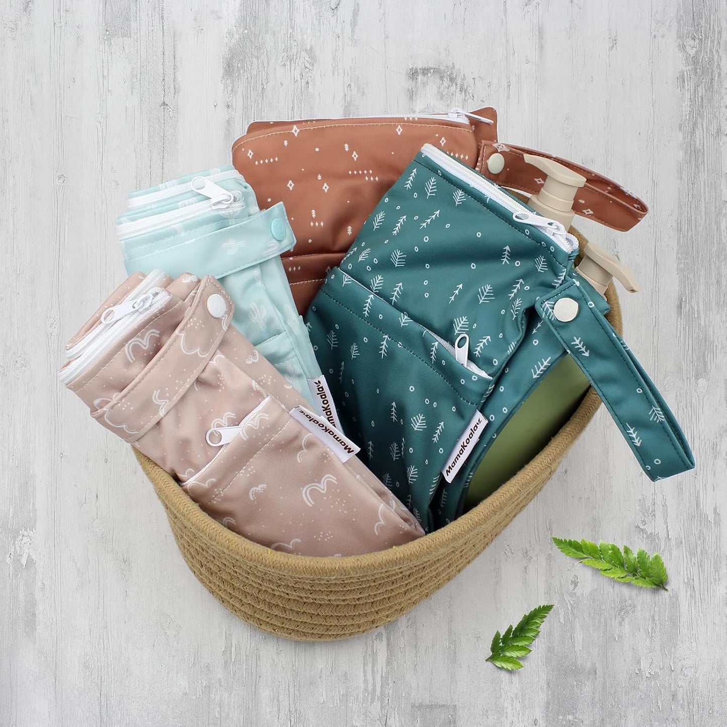 Mama Koala Waterproof Wet Dry Bags for Baby Items, Cloth Diapers, Swimsuits, Travel, Gym Clothes, Beach, Pump Parts, Toiletries, Two Zippered Pockets, 2 Pack (W016)