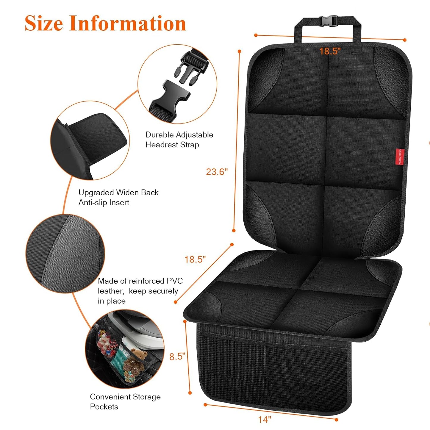 Car Seat Protector for Child Car Seat, 600D Fabric Safe Car Seat Cover with Upgraded Non-Slip Backing, Waterproof Seat Protector Under Baby Car Seat with Thick Padding
