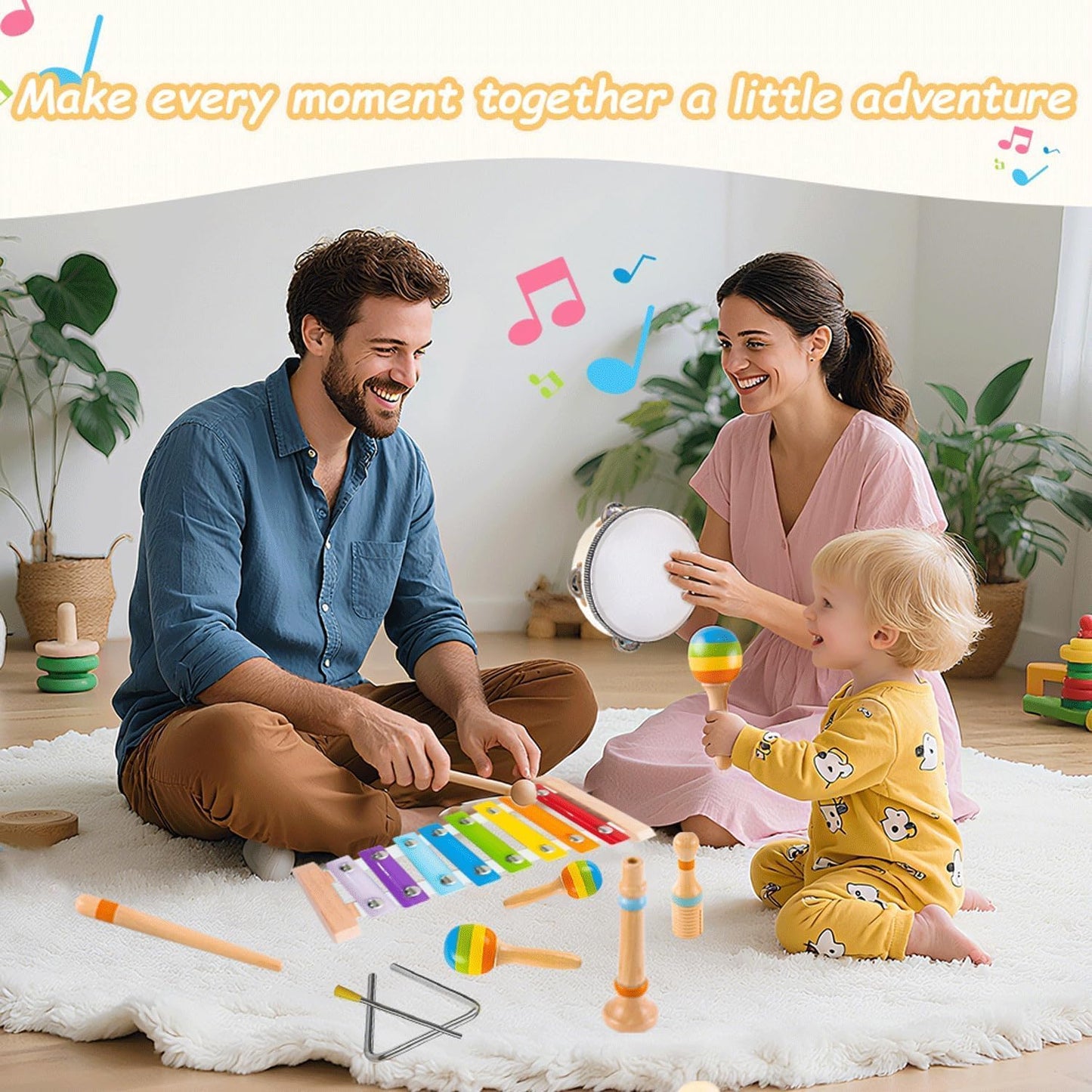 Montessori Toys for 1 2 Year Old,Musical Instruments for Toddlers 1-3 ,Baby Wooden Toy Set,Educational Music Toys Stocking Stuffers for Boys Girls Age 1 2 3 Year Old