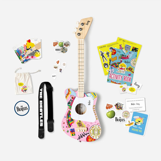 Beatles + Loog Mini Acoustic Guitar for Kids Toddler Children Ages 3+