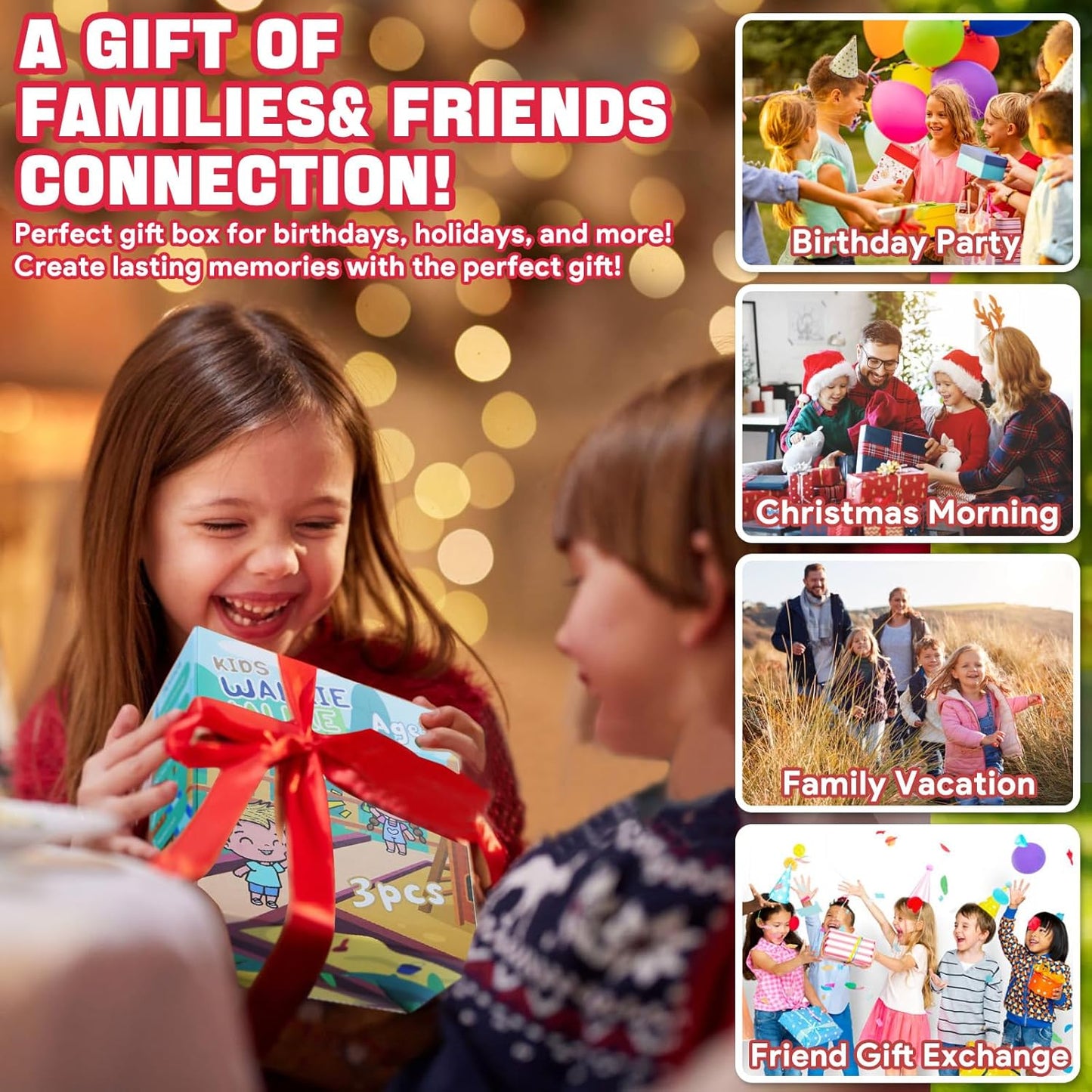 Vvinca Walkie Talkies for Kids Rechargeable 3 Pack, Army Toys for Boys Girls Ages 3-13 Outdoor Military Camping Toy Birthday Gift, Walkie-Talkie 3KM Long Range 2 Way Radios 22 CH with Flashlight