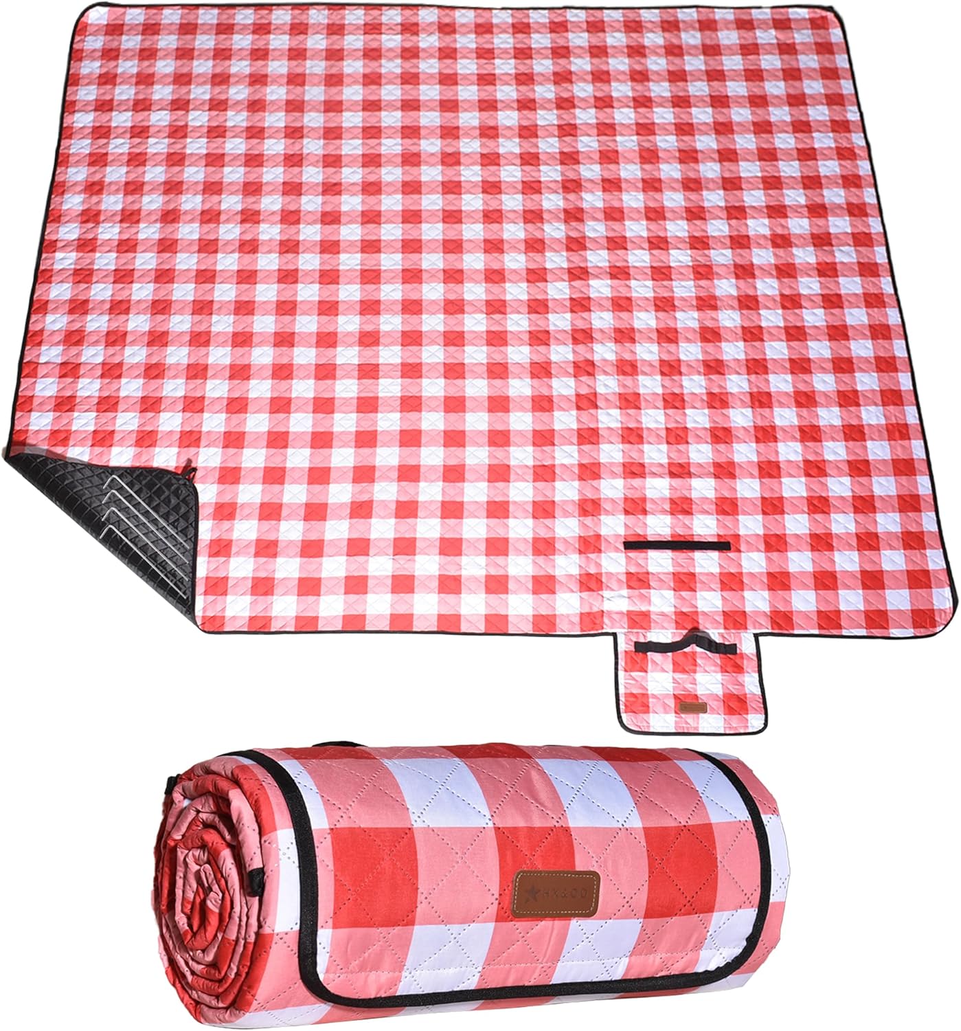 HX&OD Outdoor Picnic Blanket, Extra Large, 80''x80'' Waterproof Foldable Blankets Gingham Picnic Mat for Beach, Camping Grass Lawn Park Accessories Cute Couple Ideas Wedding (Red, 80”x80”)