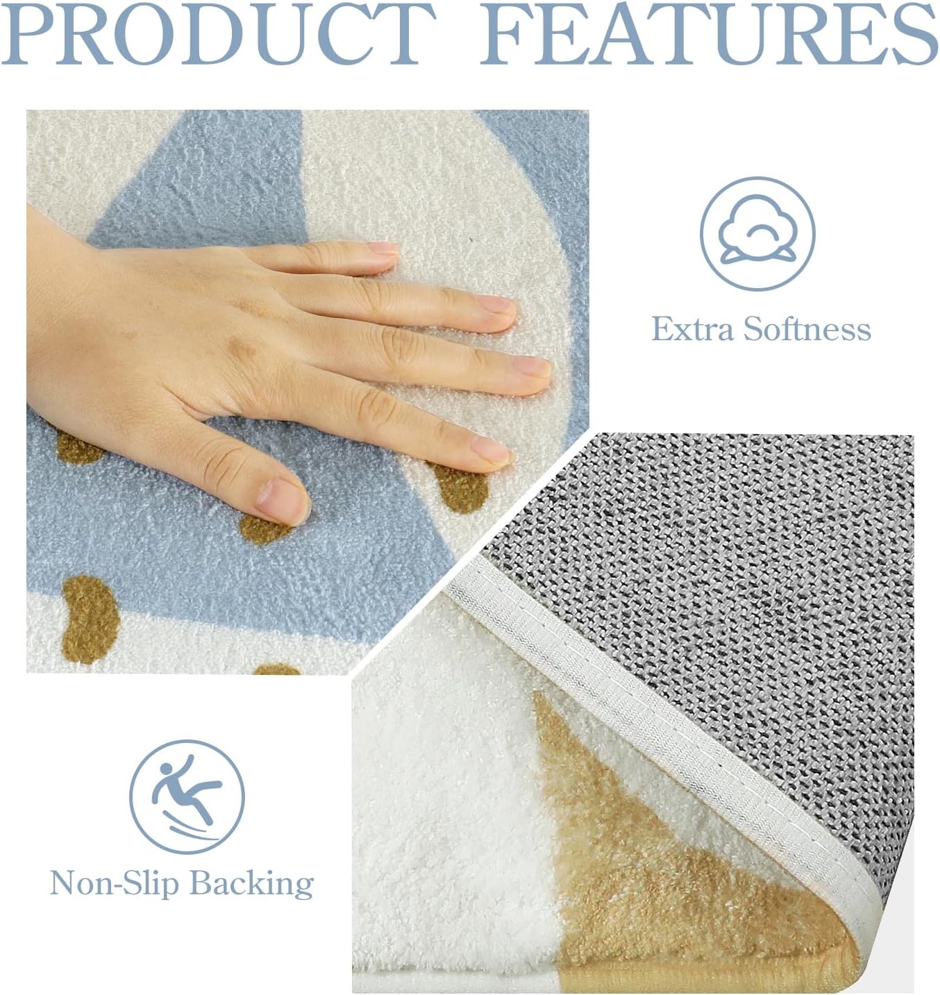 Lahome Boho Blue Area Rug for Living Room - 5x7 Rug Machine Washable Non-Slip Soft Bedroom Rugs Ultra-Thin Large Rug for Dining Room, Botanical Print Indoor Modern Rug for Classroom Nursery Office