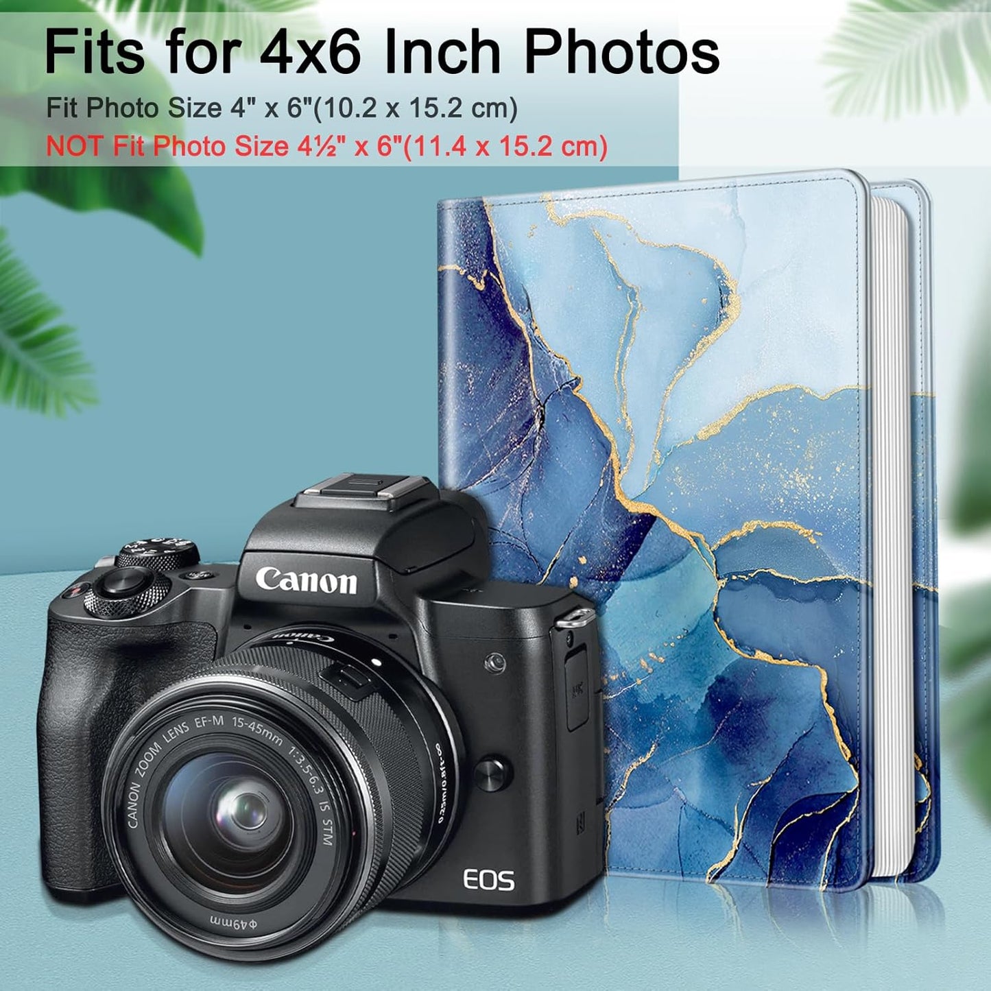 Fintie Photo Album for 4x6 Photos - 112 Pockets Vegan Leather Cover Memory Albums Book for Birthday Family Anniversary Vacation Pictures, Ocean Marble