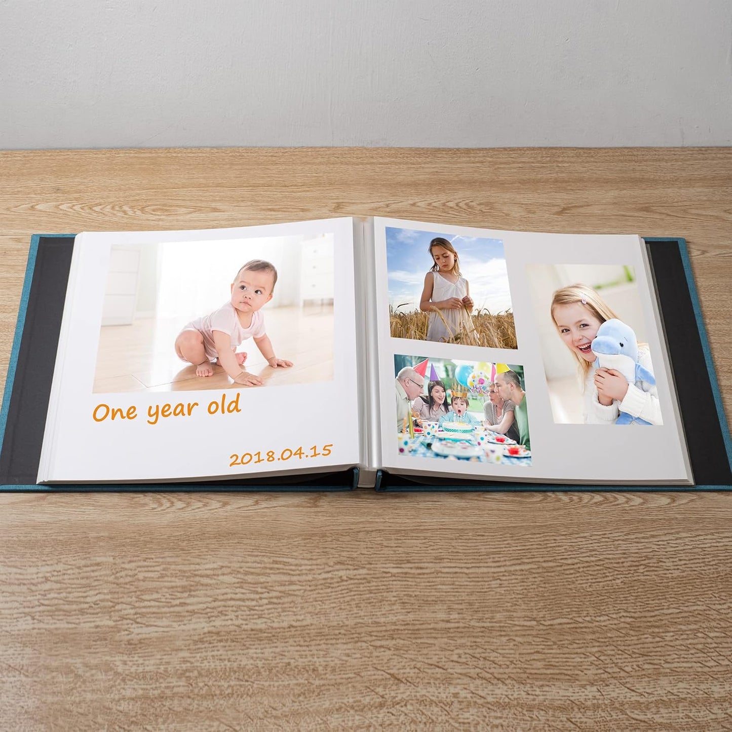 Large Photo Album Self Adhesive Scrapbook Album for 4×6 8×10 Pictures DIY Magnetic Linen Cover Album 60 Pages for Family Wedding Gifts with Metal Pen and Plastic Board