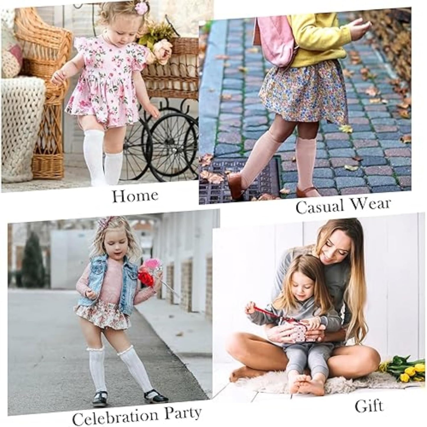 Zando Baby Knee High Socks - Infant to Toddler, Cotton Ruffle Socks, Warm Girls & Boys Long Stockings, 3-6 Pairs