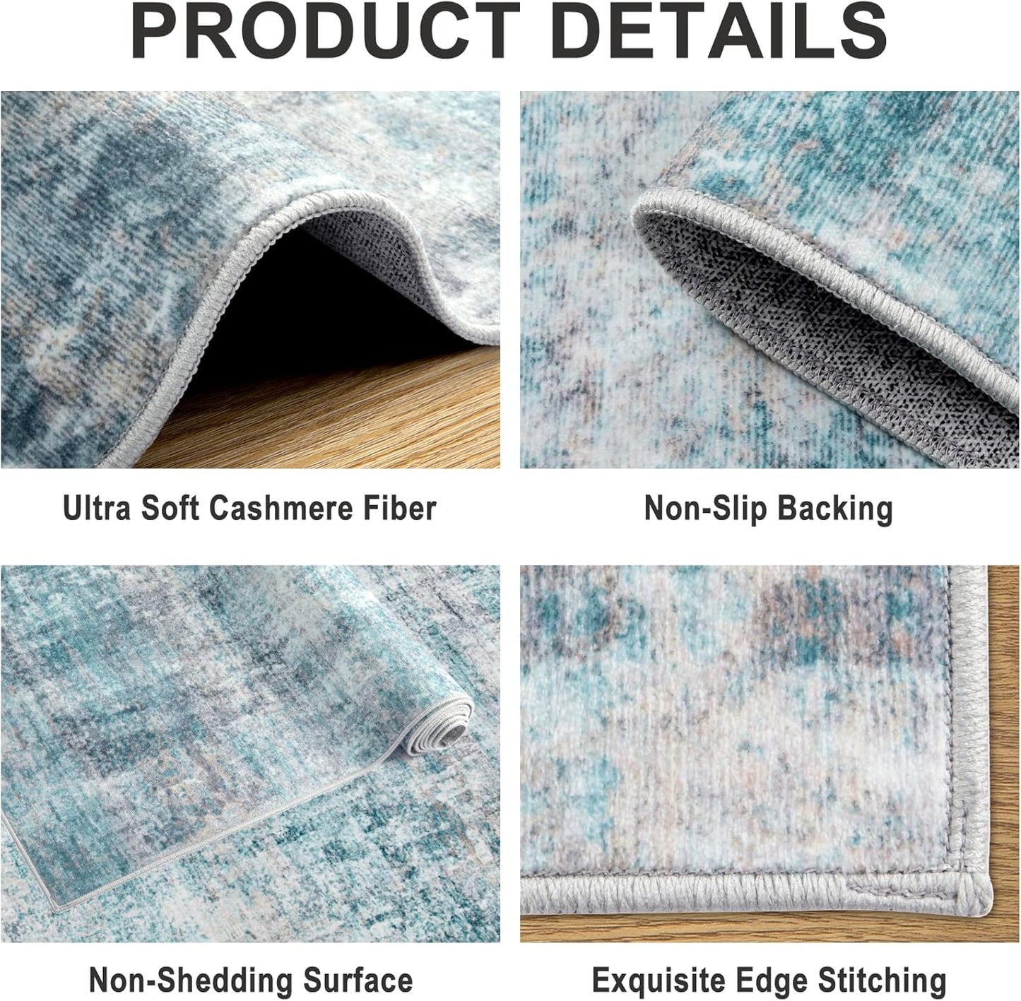 8x10 Area Rugs for Living Room - Washable Rug Modern Abstract Soft Large Neutral Non-Slip Carpet Indoor Floor Thin Carpets for Bedroom Dining Room Farmhouse Nursery Home Office Green