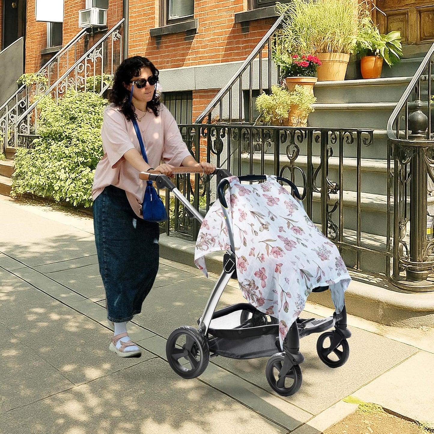 80S Muslin Car Seat Cover for Babies - Soft & Breathable Infant Carrier Canopy, Lightweight Sunshade for Summer, Universal Fit for Baby Boys & Girls