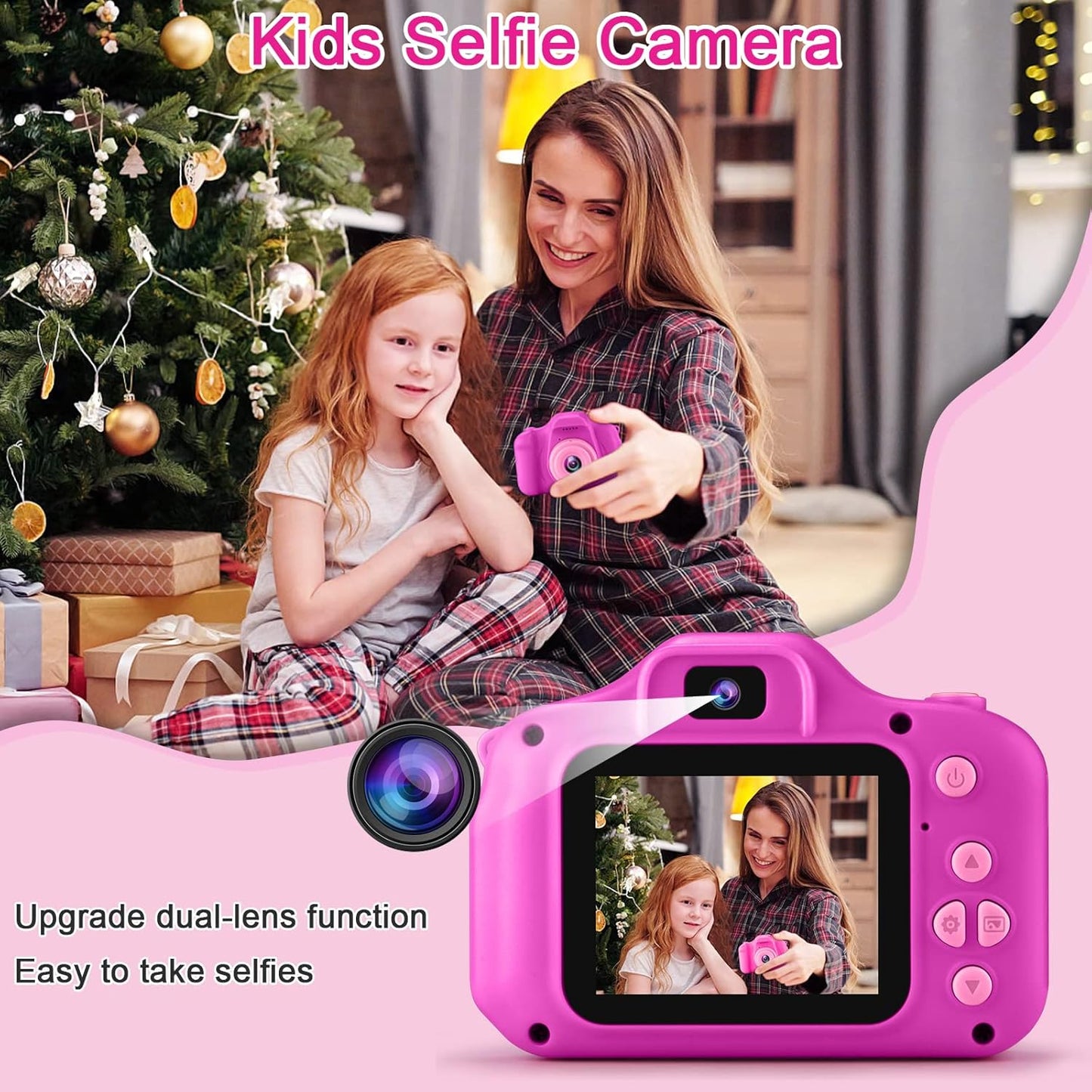 GKTZ Toys for Girls Age 3-8, Kids Camera Digital Video Toddler Camera Children Camcorder Birthday Gifts for 3 4 5 6 7 8 Year Old Girls with 32GB SD Card
