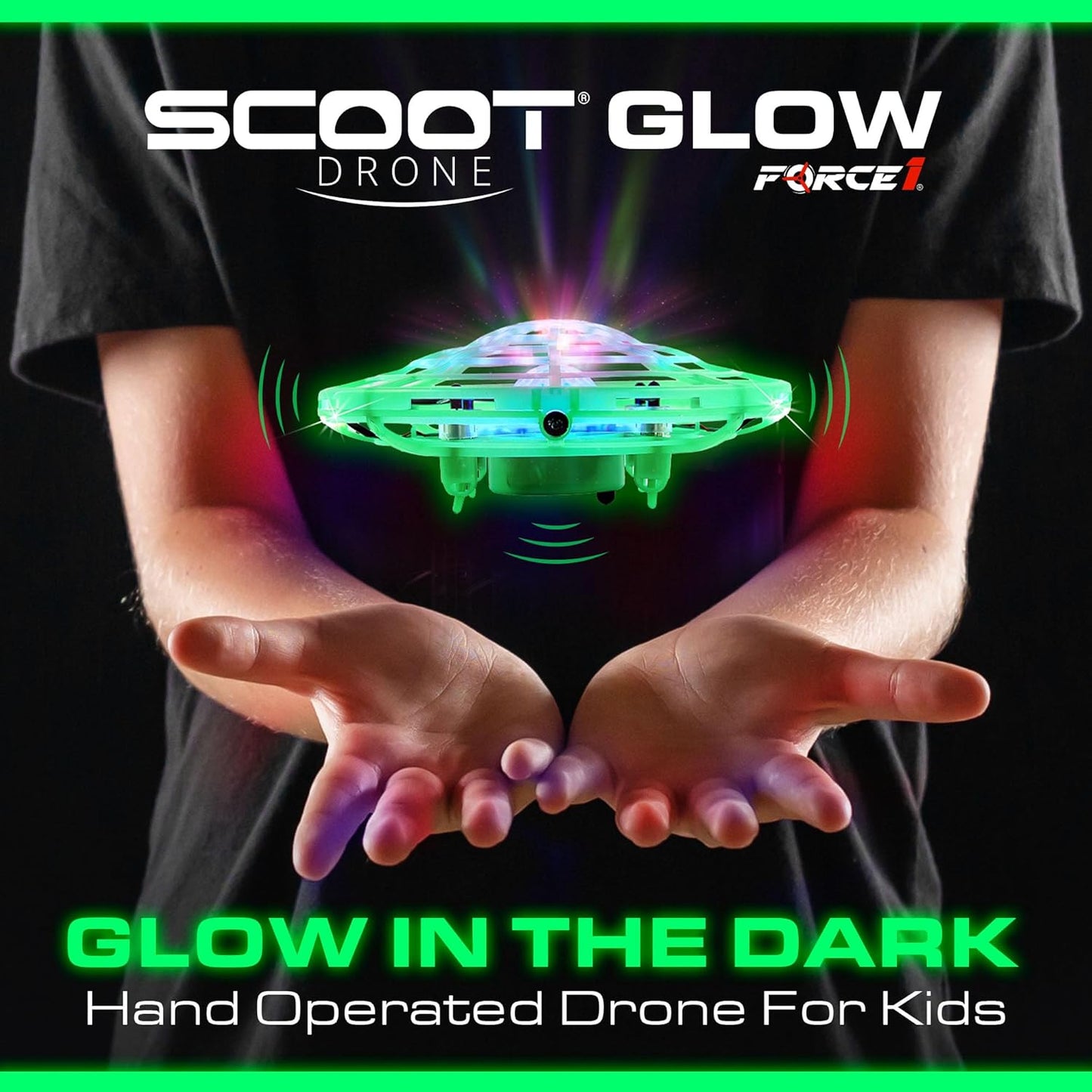 Force1 Scoot Glow Hand Operated Drone for Kids or Adults- Glow in the Dark Hands Free Motion Sensor Mini Drones, LED Lights, 360 Flips, Easy Indoor Small UFO Flying Orb Ball Drone Toy for Boys Girls