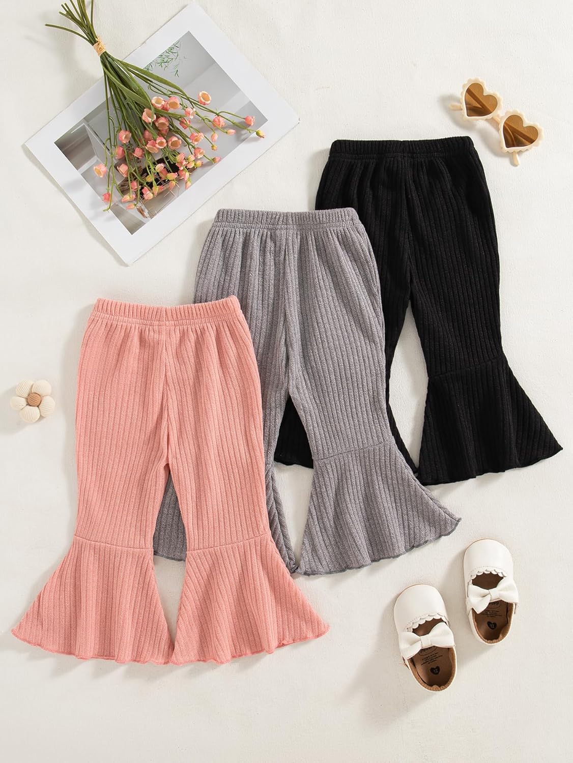 Mioglrie Baby Girls Pants Toddler 3 6 9 12 18 24 Months Leggings Newborn Girls Flared Leggings Infant Bell Bottom Pants