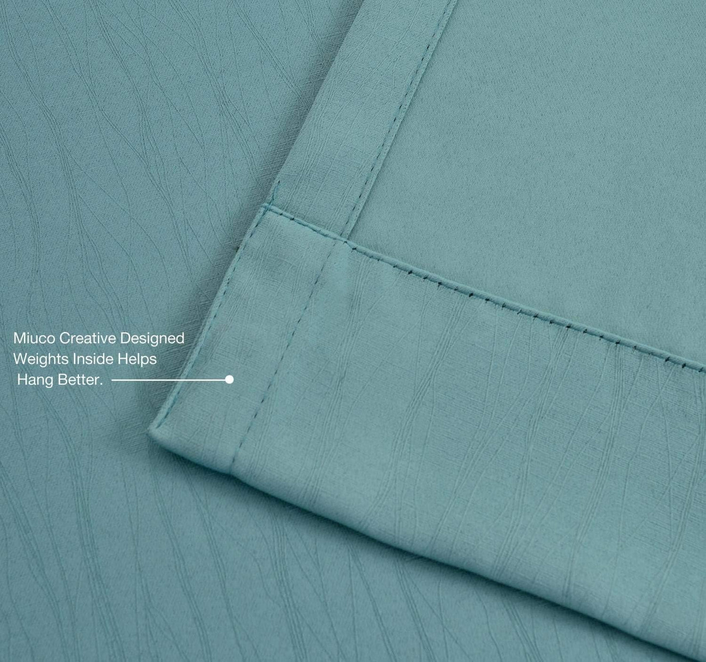MIUCO Blackout Curtains Room Darkening Curtains Textured Grommet Curtains for Window Treatment 2 Panels 52x63 Inch Long Teal