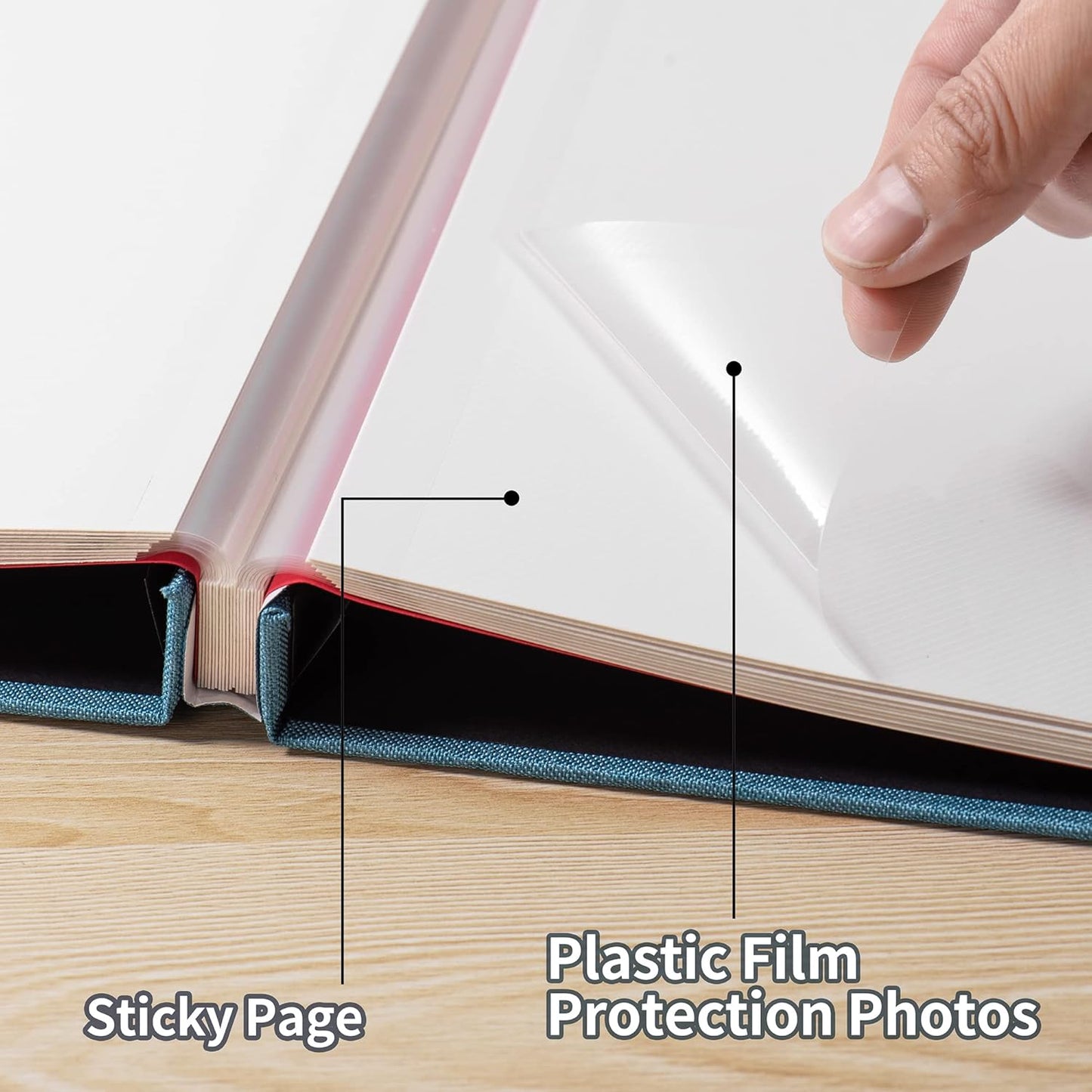 Photo Album Self Adhesive Scrapbook Album for 4×6 Pictures DIY Magnetic Linen Cover Album 15 Sheets/30 Blank Pages for Family Wedding, Birthday, Christmas, Anniversary (Sky Blue)