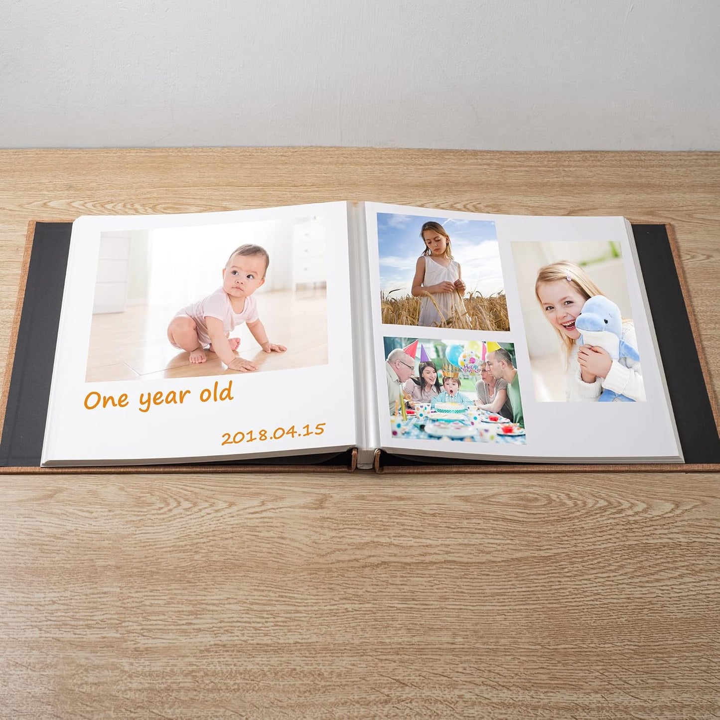 Large Photo Album Self Adhesive Scrapbook Album for 4×6 5×7 8×10 Pictures DIY Magnetic Linen Cover Album 40 Pages for Family Wedding Gifts with Metal Pen and Plastic Board