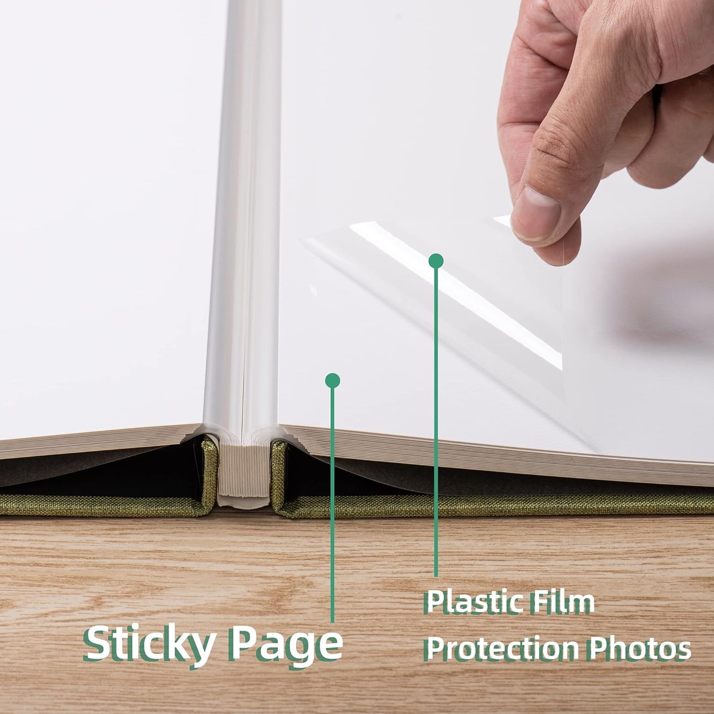 Large Photo Album Self Adhesive Scrapbook Album for 4×6 5×7 8×10 Pictures DIY Magnetic Linen Cover Album 60 Pages for Family Wedding Gifts with Metal Pen and Plastic Board