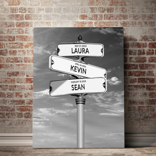 Personalized Family Street Sign Multi-Name Canvas Or Poster Wall Art, Street Sign Customized With Name, Best Gifts For Parents, Grandparents From Kids Daughter Son, Christmas Gift For Family #08