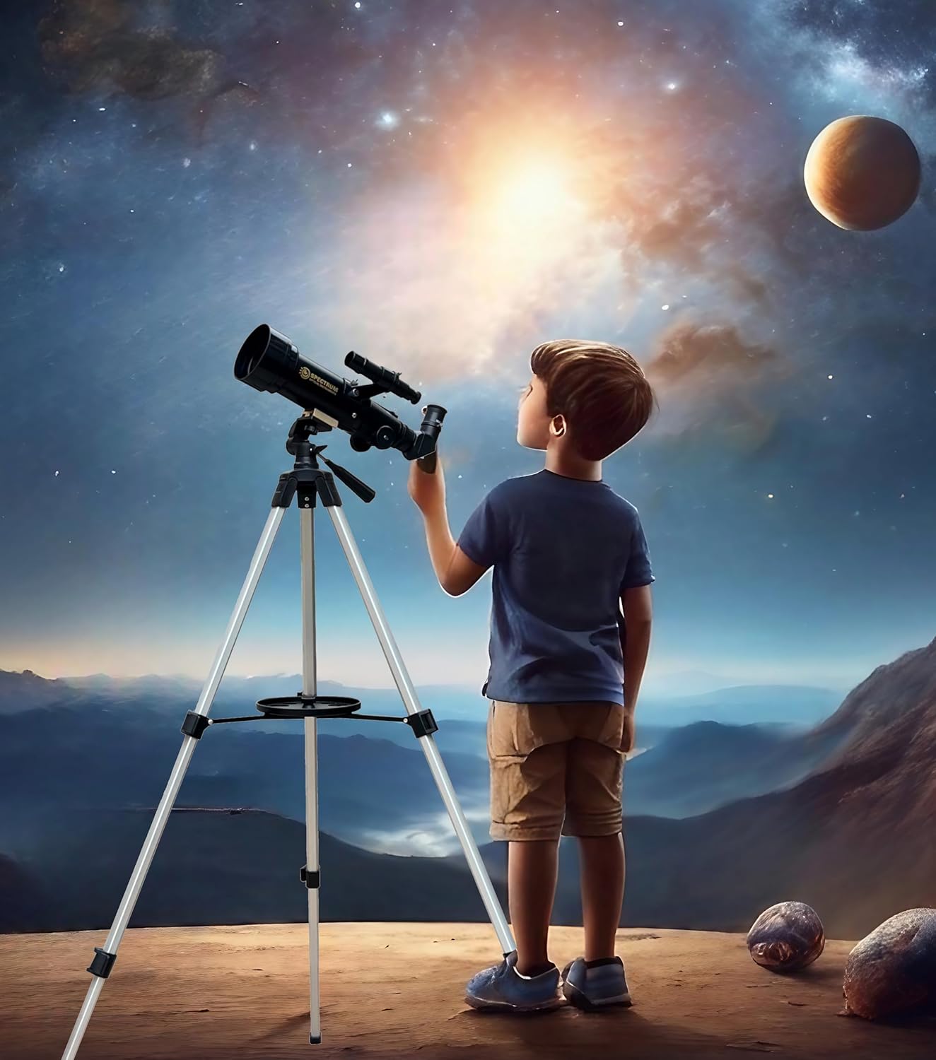 SpectrumOI Telescope for Kids & Adults - Astronomy Gift, 70mm Aperture Refractor with Carry Bag & Phone Holder