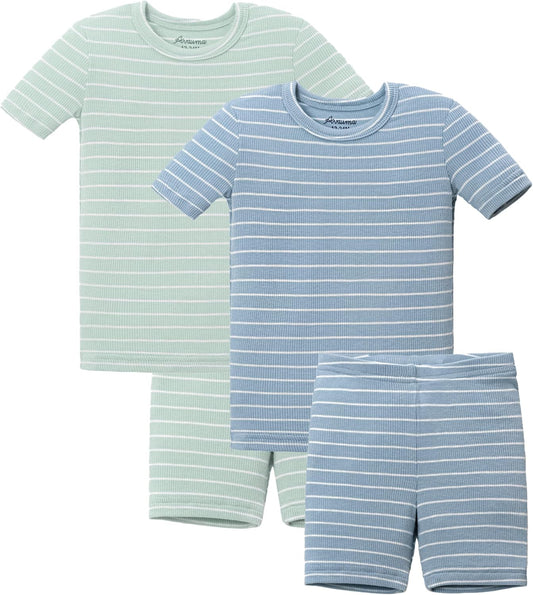 AVAUMA Stripe Pattern Baby Boys Girls Pajama Set Kids Toddler Snug fit Ribbed Sleepwear pjs for Daily Life Style