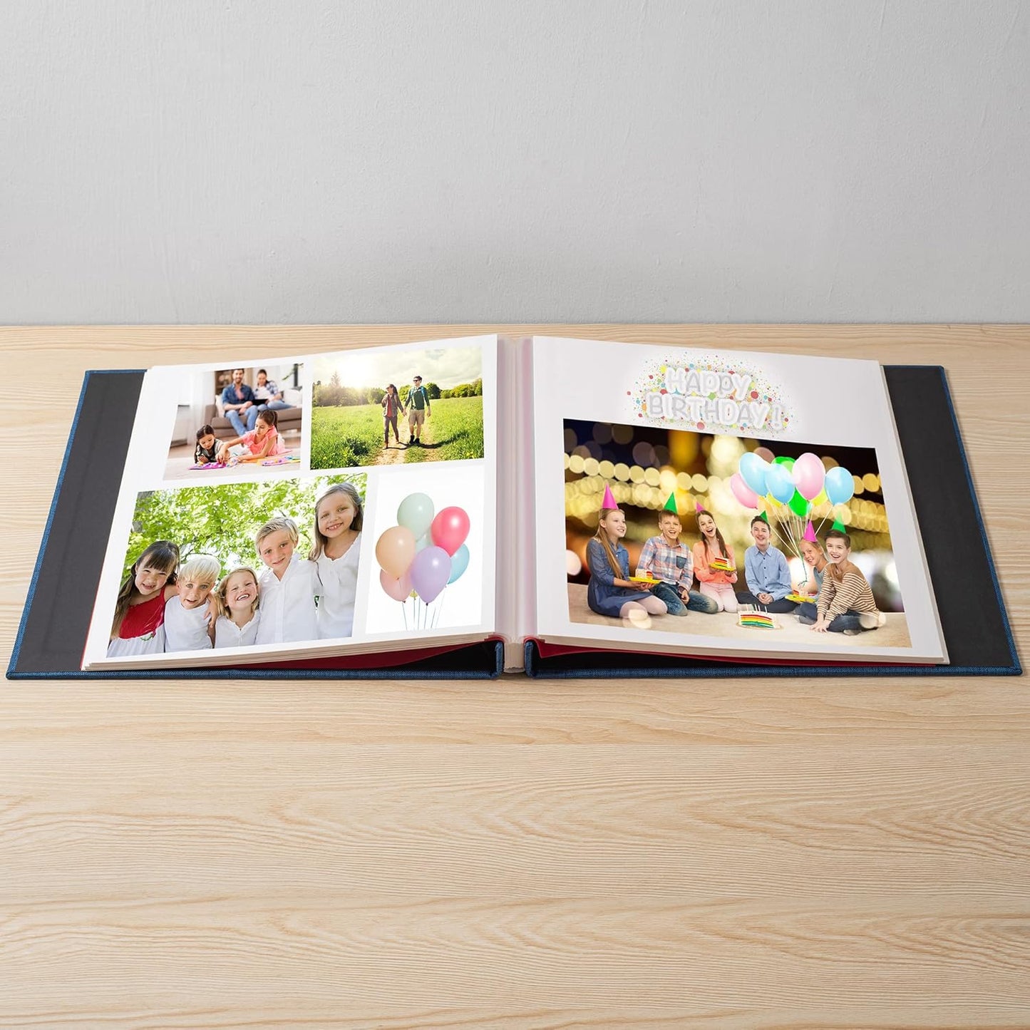 Photo Album Self Adhesive Scrapbook Album for 4Ã—6 Pictures DIY Magnetic Linen Cover Album 30 Blank Pages Great Gift for Family, Wedding, Birthday, Christmas, Anniversary(Blue), 6-15-Blue