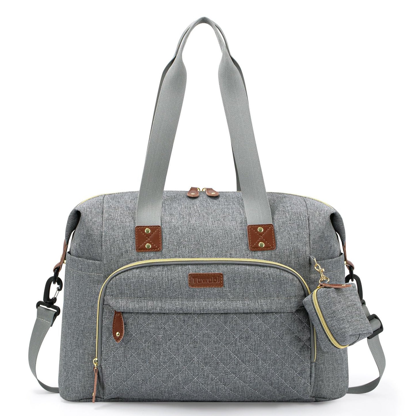 Tuwubi Diaper Bag Tote,Baby Diaper Bag with Pacifier Case Large Travel Diaper Tote Caddy for Mom and Dad Multifunction Large Baby Bag - M-Light Grey