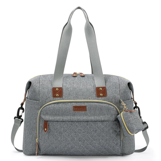 Tuwubi Diaper Bag Tote,Baby Diaper Bag with Pacifier Case Large Travel Diaper Tote Caddy for Mom and Dad Multifunction Large Baby Bag - M-Light Grey