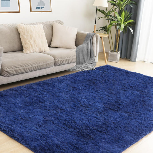 4x6 Blue Rug, Area Rugs for Living Room, Soft Plush Area Rugs for Bedroom, Non-Slip Indoor Carpet for Nursery, Study Room, Playroom, Home Decor
