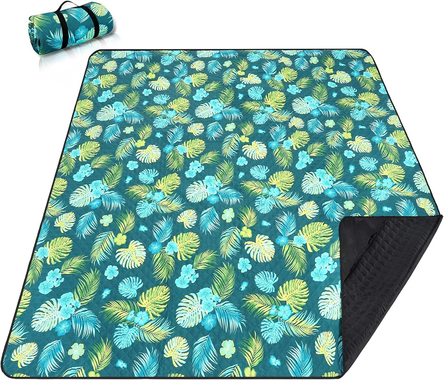 PY SUPER MODE Picnic Blankets Extra Large, Waterproof Foldable Outdoor Beach Blanket Oversized 83x79” Sandproof, 3-Layer Picnic Mat for Camping, Hiking, Travel, Park, Concerts(Yellow Flowers)