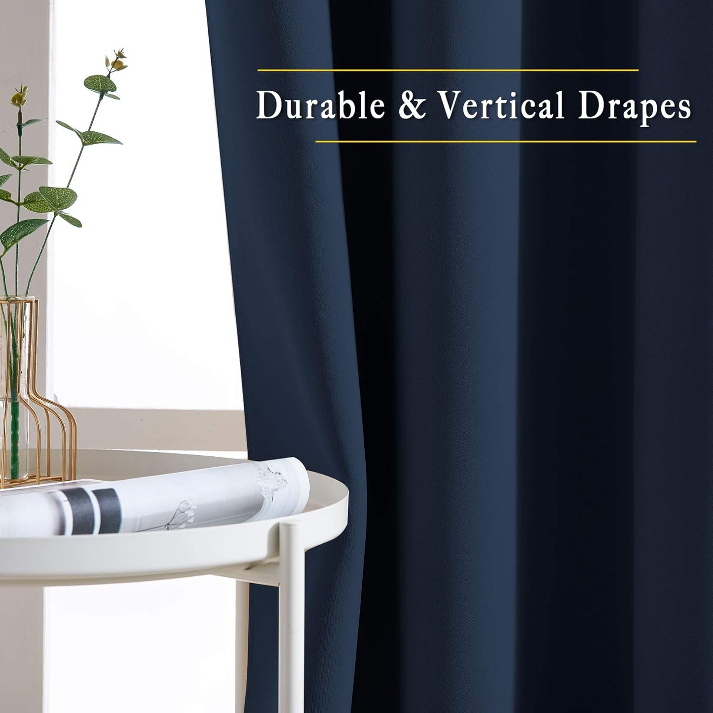 NICETOWN Living Room Window Curtain Drapes Extra Long & Wide - Bedroom Panels Grommet Top Window Treatment for Hall & Guest Room (W80 x L108, Navy, 2 Pieces)
