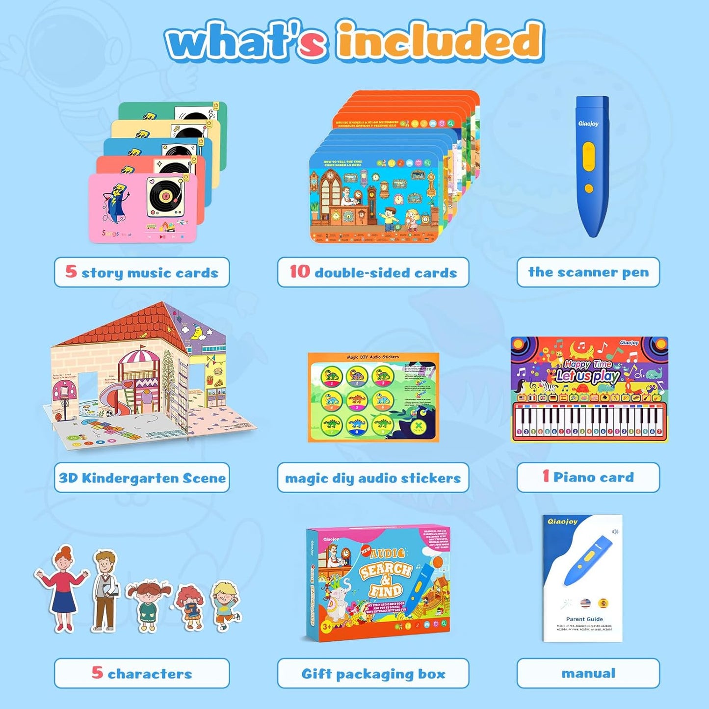 Interactive Search and Find Activity Books for Kids Ages 3-5, Toddler Travel Games Toys for Car Airplane, Road Trip Activities for Kids 4-8, Educational Preschool Learning Toys Gift with a Talking Pen