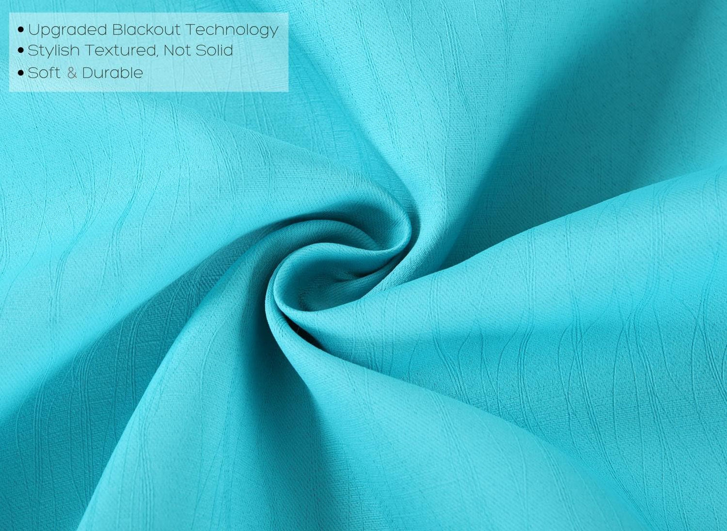MIUCO Room Darkening Curtains Textured Grommet Thermal Insulated Blackout Curtains for Bedroom Set of 2 52x95 Inch Turquoise