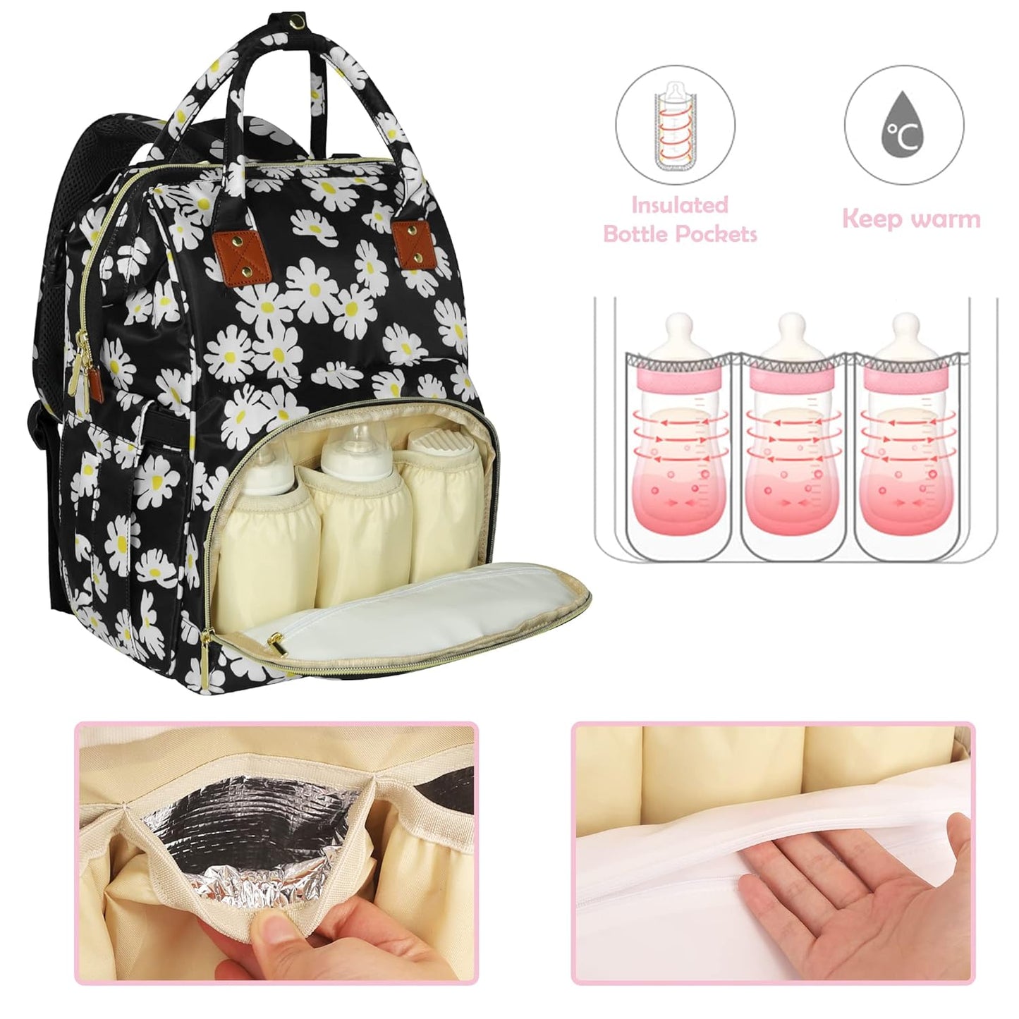 Femuar Diaper Bag Backpack Multifunction Maternity Diaper Bag for Baby Girls & Boys Large Capacity Travel Nappy Bags