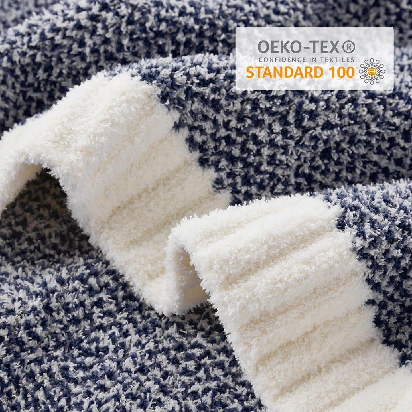 Snuggle Sac Heather Navy Oversized Twin-XL Size Blanket, Super Soft, Warm, Knit, 66x90 inches