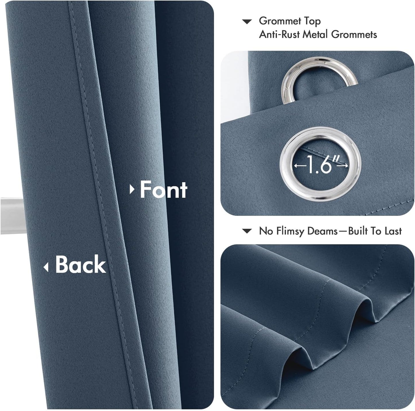 MIULEE Stone Blue Blackout Curtains for Bedroom Living Room 84 Inches Long 2 Panels, Thermal Insulated Room Darkening Drapes Solid Grommet Top Noise Reducing Light Blue Window Treatments 40x84 Inch