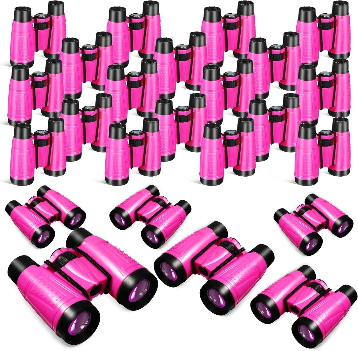Libima 24 Pcs Binoculars for Kids Educational Compact Kids Binoculars with Neck String Toddler Telescope for Boys Girls Learning Bird Watching Camping Hiking Travel Safaris Birthday Gifts(Pink)