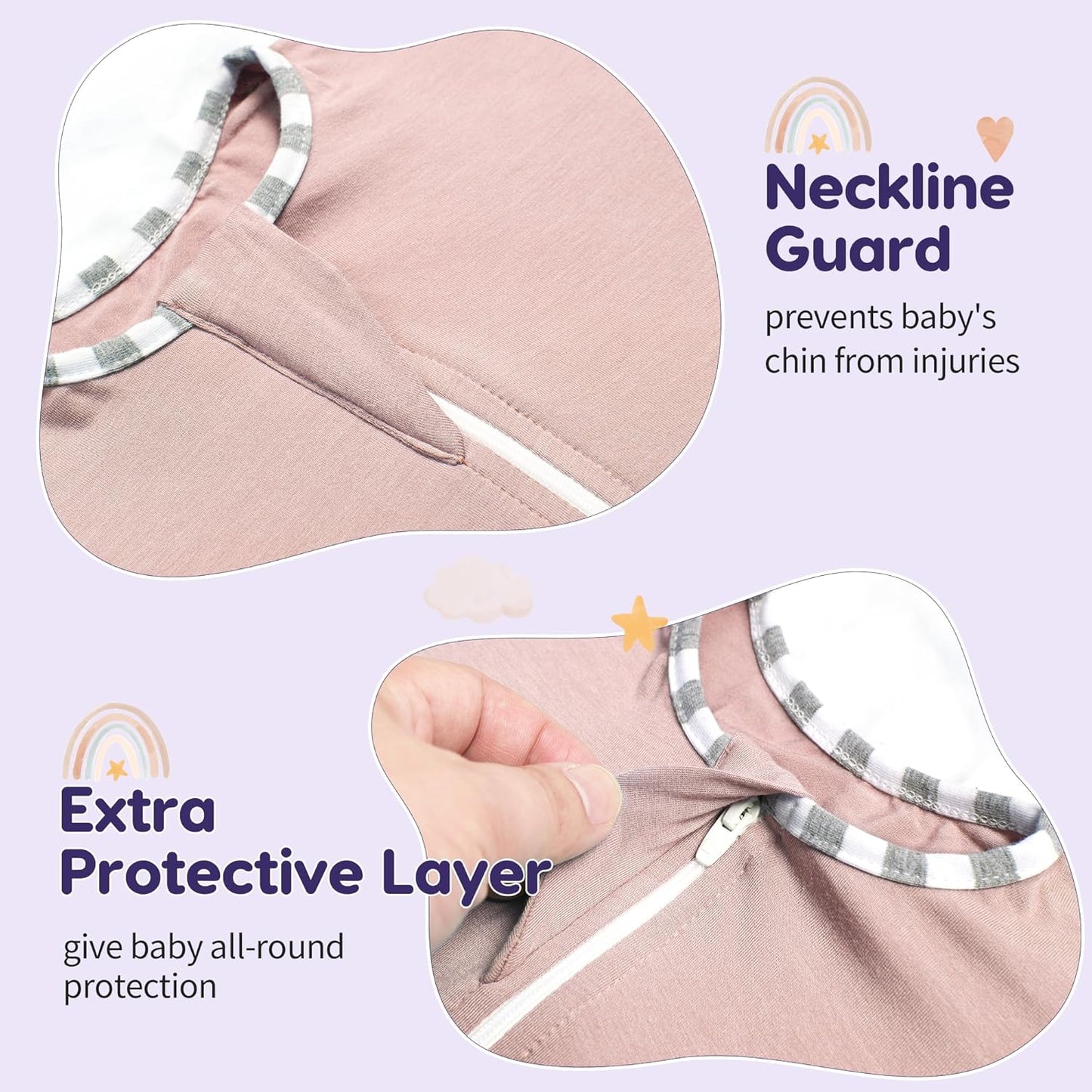 PuppyPaws Baby Sleep Sack 2-Pack Set, Transitional Swaddle, Sleep Sack 6-9 Months, Wearable Blanket Baby with 2-Way Zipper Summer, 95% Rayon derived from Bamboo, 5% Spandex