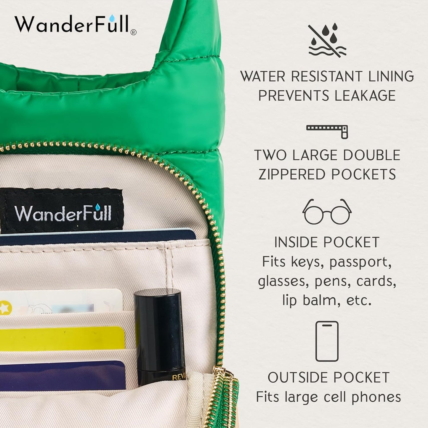 WanderFull® Original HydroBag® Collection, Water Bottle Holder w/Strap & Phone Pocket, Hands-Free Crossbody Water Bottle Bag