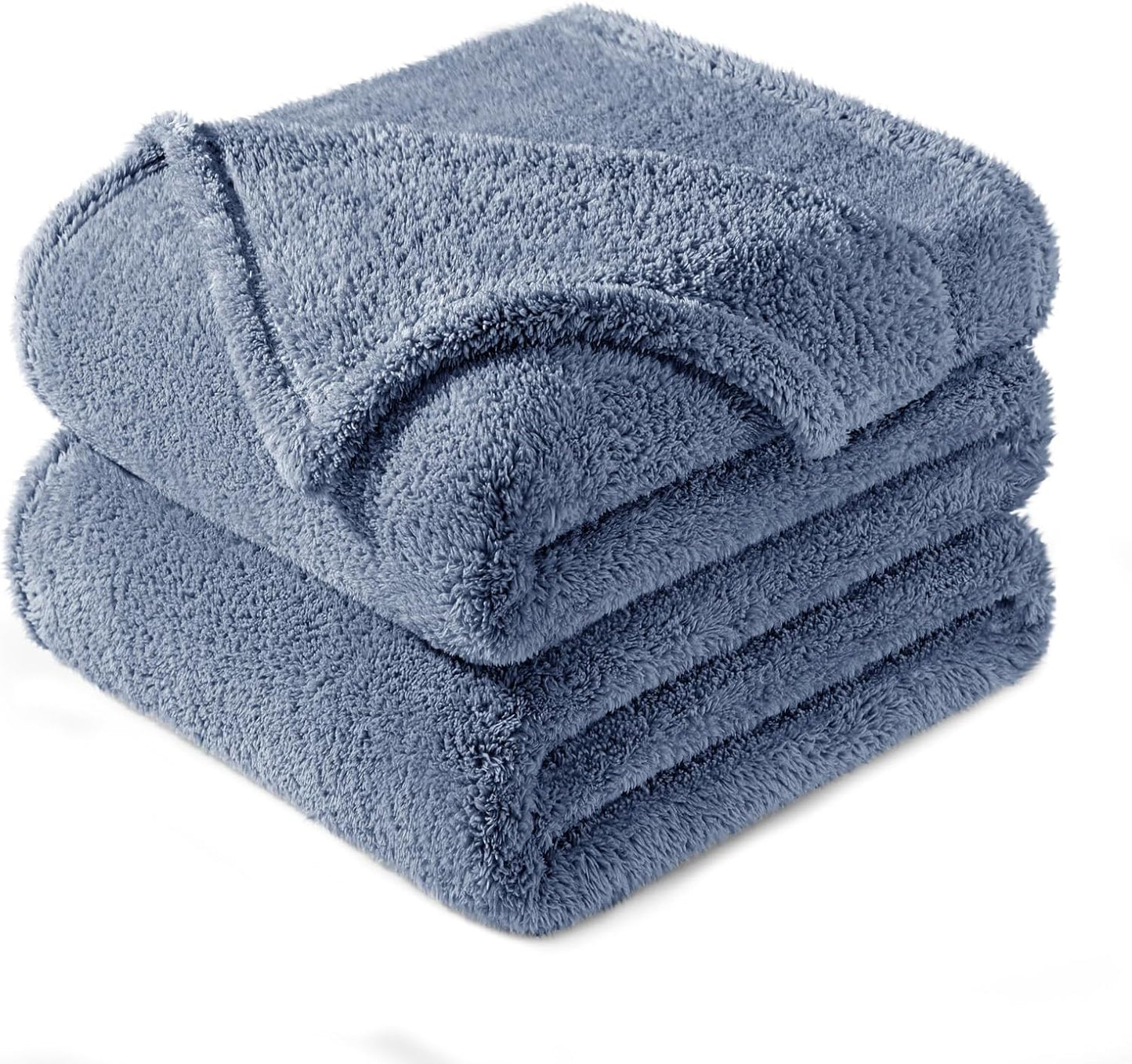 Exclusivo Mezcla King Size Flannel Fleece Blanket, Super Soft Velvet Plush Bed Blanket, Fuzzy Cozy and Warm for All Seasons, 90x104 Inches, Stone Blue