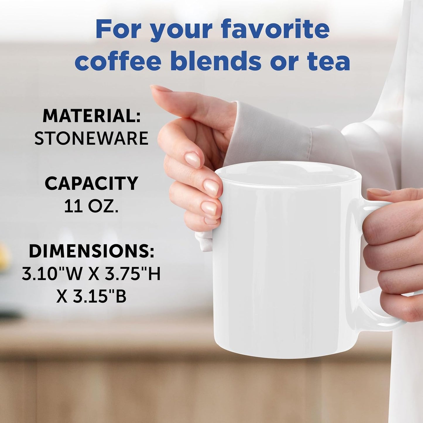 DISCOUNT PROMOS Ceramic Coffee Mugs 11 oz. Set of 10, Bulk Pack - Coffee cup set, Iced coffee cup, Gaming mug - White