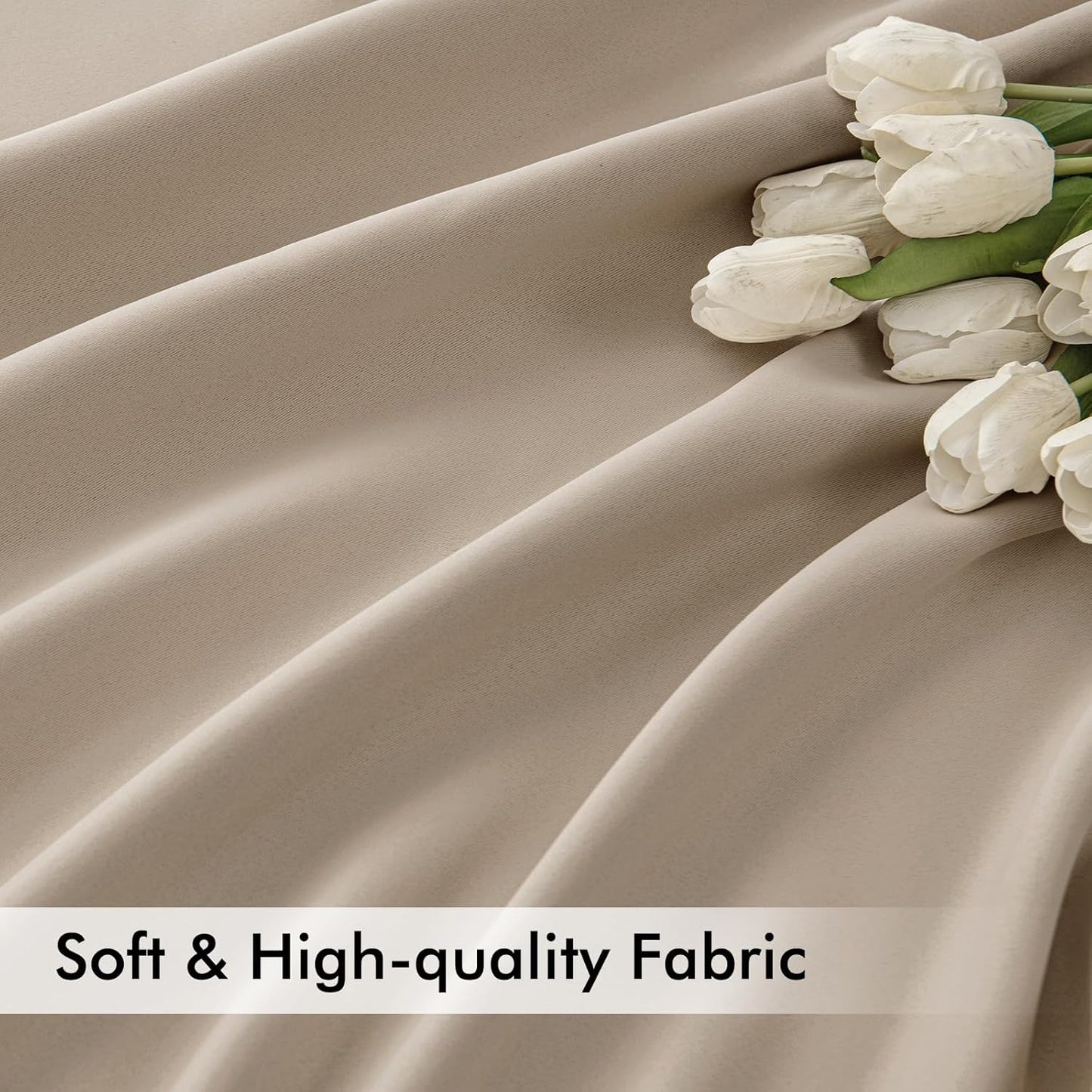 MIULEE Taupe Back Tab Blackout Curtains 63 Inch Length 2 Panels Set for Living Room Bedroom Privacy, Rod Pocket/Pinch Pleat Thermal Insulated Room Darkening Pleated Light Blocking Drapes