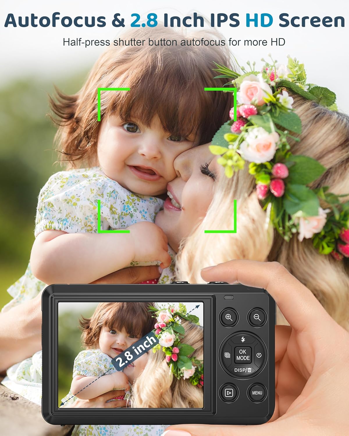 5K Digital Camera - 72MP UHD Digital Cameras for Photography - Autofocus Point and Shoot Small Camera with Flash for Kids - 2.8 Inch Screen Compact Portable Vlogging Camara with 16X Zoom, 32GB SD Card