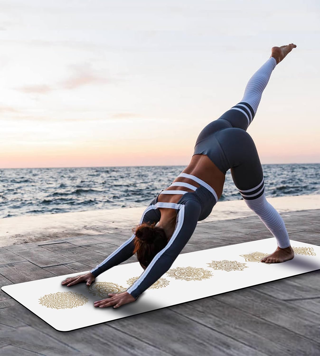 Non Slip Yoga Mat TPE Workout Mat for Men Women, Thick Workout Mat with Carrying Strap, Fitness Mats for Exercise, Yoga, Fitness, Pilates, Floor Workouts (72" x 24" x 6mm)