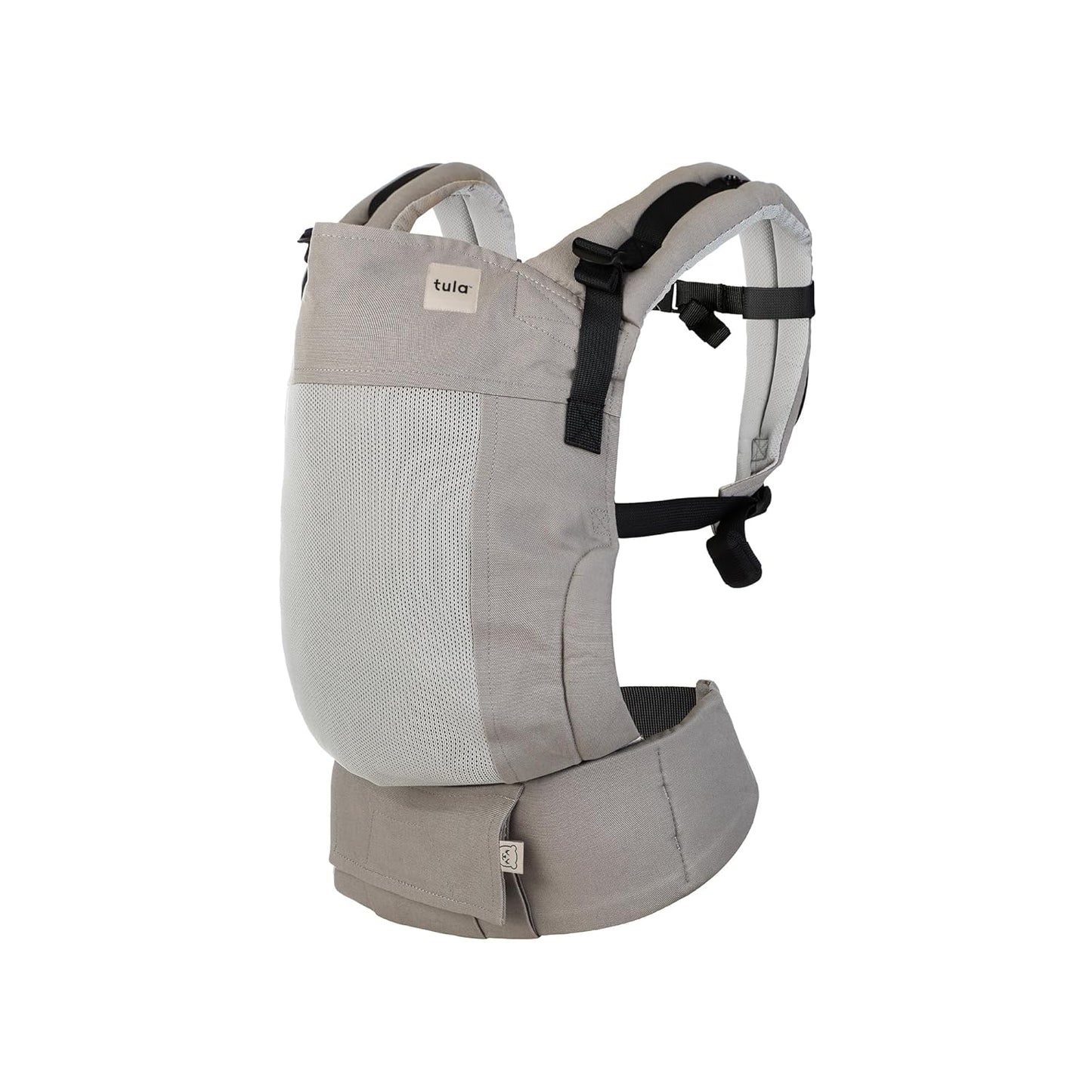 Baby Tula Breathable Mesh Panel Free-to-Grow Baby Carrier - Adjustable, Comfortable, Newborn to Toddler Carrier - Ergonomic Fit for 7lbs to 45lbs - Back & Front Carry Options - Overcast (Gray)