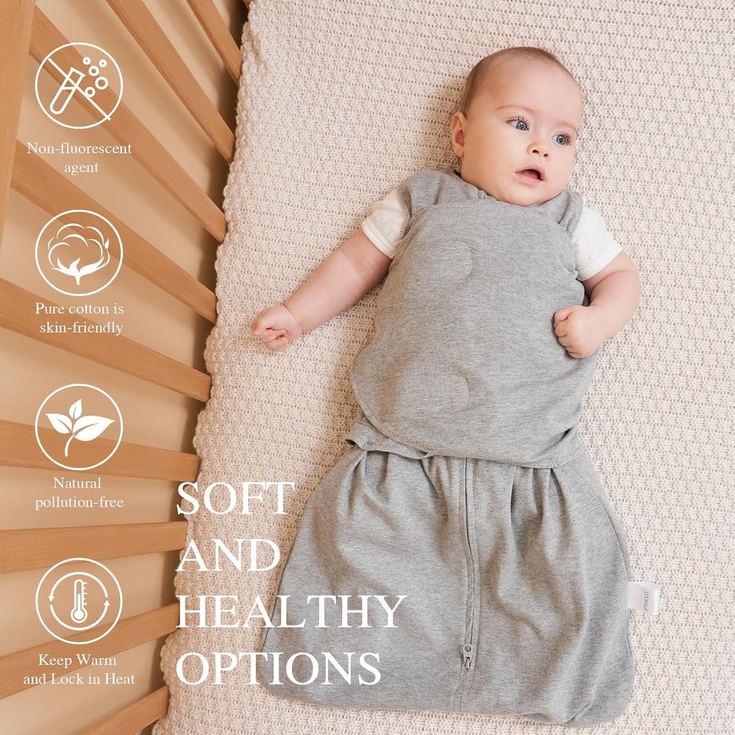 Swaddle-Blanket Baby Girl & Boy Swaddles Newborn Infant Transition 100% Cotton Wrap Blankets, 3-Way Adjustable Wearable Blanket, TOG 1.0 (Hedgehog, 3-6 Month)